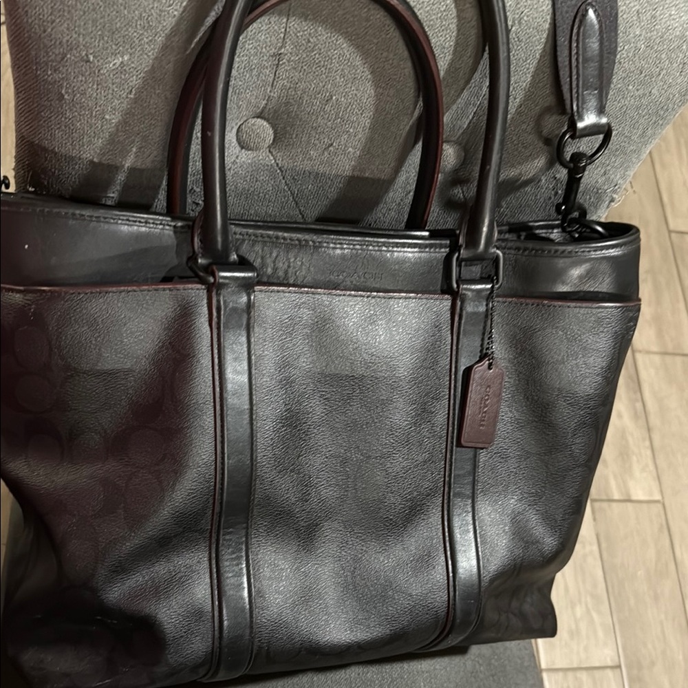 Coach Black Leather Men's Bag